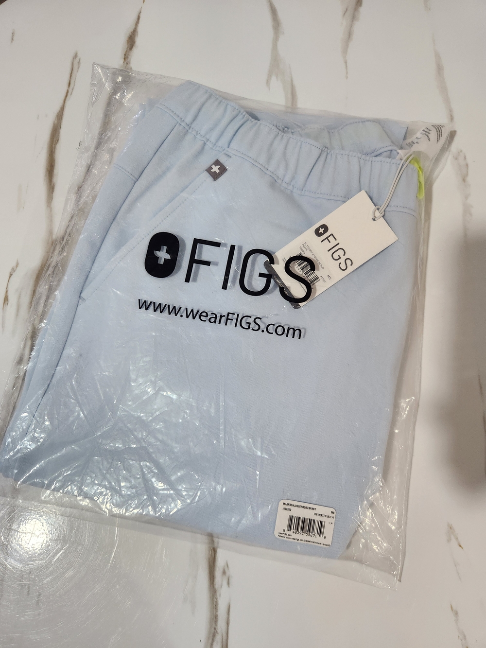 FIGS Men Sky Blue w Green Drawstring Tansen Jogger Scrub Pants